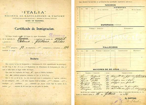 Certificato del piroscafo Ravenna
