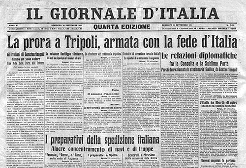 Il Giornale d'Italia per la guerra alla Turchia per Tripoli